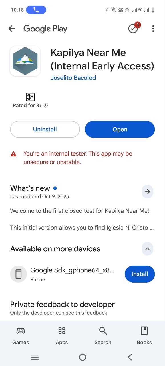 Kapilya Near Me Android App